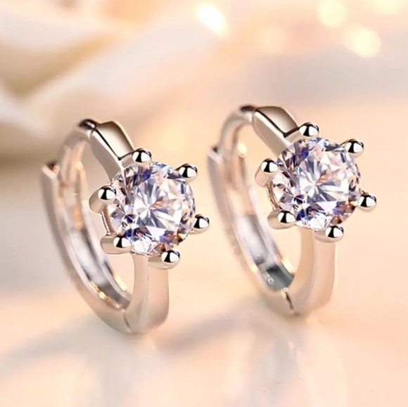 Pretty Small Round Diamond Earrings - Picture 2 of 7